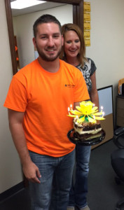 David Hood (Knoxville Branch Manager) celebrates his birthday with Business Development Manager, Natalie Morton